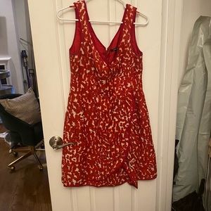 Nanette Lepore linen faux-wrap sheath dress, size 10.